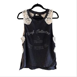 We The Free Graphic Crochet Lace Tank Sz M